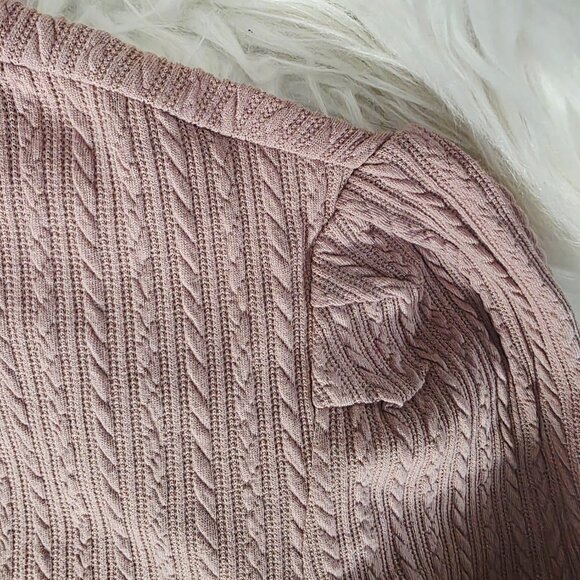 NWT AllegraK Women's Puff Sleeve Ribbed Long Sleeve Shirt, Large, Pink - Picture 4 of 9